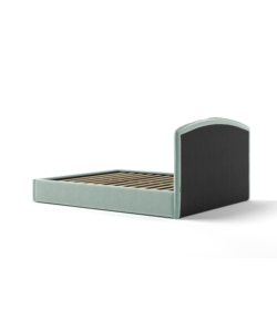 LETTO MATRIMONIALE CONTENITORE "MOON" IN TESSUTO CELESTE 160X190 CM