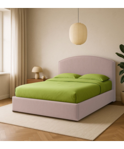 LETTO MATRIMONIALE CONTENITORE "MOON" IN TESSUTO ROSA 160X190 CM