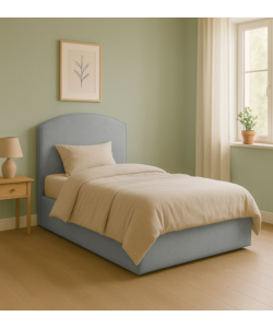 LETTO PIAZZA E MEZZA CONTENITORE "MOON" IN ECOPELLE GRIGIO 120X190 CM