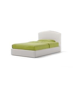 LETTO PIAZZA E MEZZA CONTENITORE "MOON" IN ECOPELLE BIANCO 120X190 CM