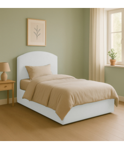 LETTO PIAZZA E MEZZA CONTENITORE "MOON" IN ECOPELLE BIANCO 120X190 CM
