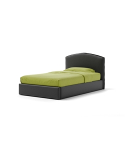 LETTO PIAZZA E MEZZA CONTENITORE "MOON" IN ECOPELLE NERO 120X190 CM