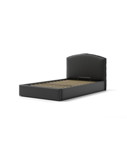 LETTO PIAZZA E MEZZA CONTENITORE "MOON" IN ECOPELLE NERO 120X190 CM