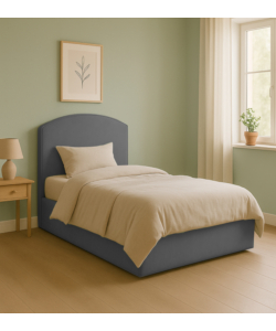 LETTO PIAZZA E MEZZA CONTENITORE "MOON" IN TESSUTO GRIGIO 120X190 CM