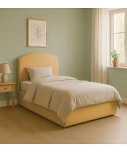 LETTO PIAZZA E MEZZA CONTENITORE "MOON" IN TESSUTO ARANCIONE 120X190 CM