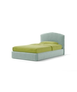 LETTO PIAZZA E MEZZA CONTENITORE "MOON" IN TESSUTO CELESTE 120X190 CM