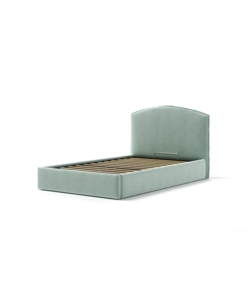 LETTO PIAZZA E MEZZA CONTENITORE "MOON" IN TESSUTO CELESTE 120X190 CM