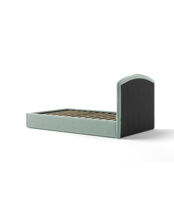 LETTO PIAZZA E MEZZA CONTENITORE "MOON" IN TESSUTO CELESTE 120X190 CM