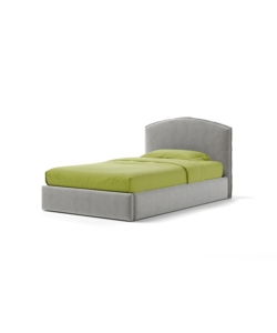 LETTO PIAZZA E MEZZA CONTENITORE "MOON" IN TESSUTO PERLA 120X190 CM