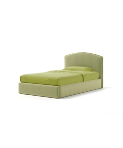 LETTO PIAZZA E MEZZA CONTENITORE "MOON" IN TESSUTO VERDE 120X190 CM