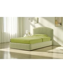 LETTO PIAZZA E MEZZA CONTENITORE "MOON" IN TESSUTO VERDE 120X190 CM