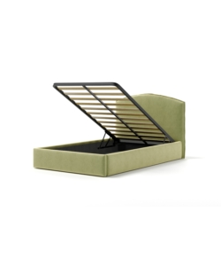 LETTO PIAZZA E MEZZA CONTENITORE "MOON" IN TESSUTO VERDE 120X190 CM