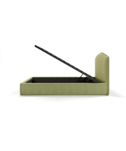 LETTO PIAZZA E MEZZA CONTENITORE "MOON" IN TESSUTO VERDE 120X190 CM