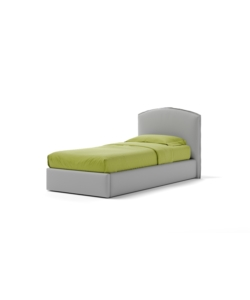 LETTO SINGOLO CONTENITORE "MOON" IN ECOPELLE GRIGIO 90X190 CM