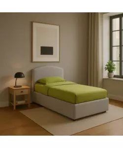 LETTO SINGOLO CONTENITORE "MOON" IN ECOPELLE GRIGIO 90X190 CM