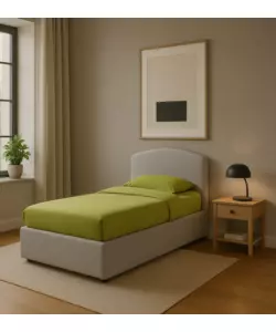 Letto singolo con contenitore "Zoom" rivestito in ecopelle grigio 90x190 cm