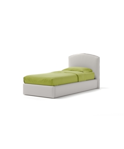 LETTO SINGOLO CONTENITORE "MOON" IN ECOPELLE BIANCO 90X190 CM