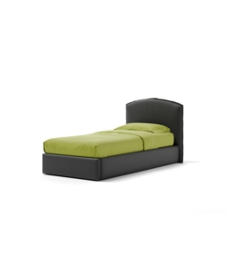 LETTO SINGOLO CONTENITORE "MOON" IN ECOPELLE NERO 90X190 CM