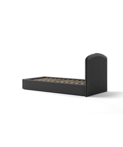 LETTO SINGOLO CONTENITORE "MOON" IN ECOPELLE NERO 90X190 CM