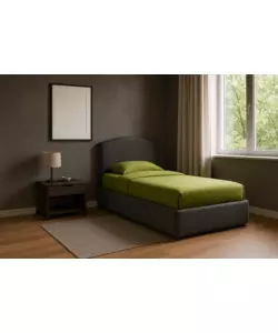 LETTO SINGOLO CONTENITORE "MOON" IN TESSUTO GRIGIO 90X190 CM
