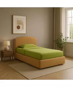 LETTO SINGOLO CONTENITORE "MOON" IN TESSUTO ARANCIONE 90X190 CM