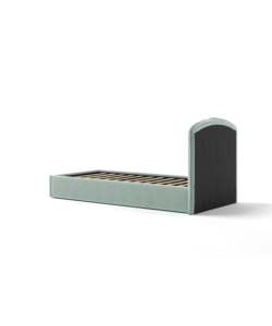 LETTO SINGOLO CONTENITORE "MOON" IN TESSUTO CELESTE 90X190 CM