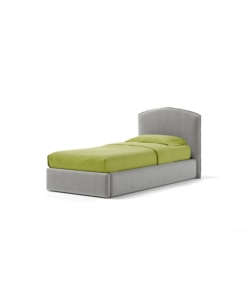 LETTO SINGOLO CONTENITORE "MOON" IN TESSUTO PERLA 90X190 CM
