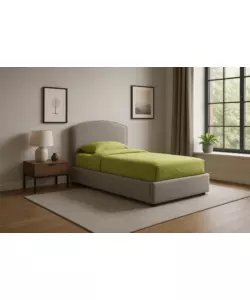 LETTO SINGOLO CONTENITORE "MOON" IN TESSUTO PERLA 90X190 CM