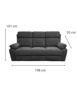 DIVANO 3 POSTI BELLAHOME "ANNIKA" CON RECLINER MANUALE, 198X93X101 CM