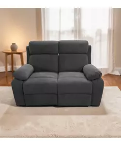 DIVANO 2 POSTI BELLAHOME "ANNIKA" CON RECLINER MANUALE GRIGIO CANNA DI FUCILE 145X93X101 CM