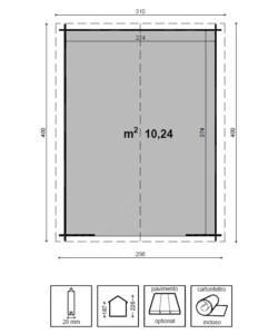 CASETTA IN LEGNO DA GIARDINO "DIANA" IN ABETE GREZZO 300X400X226 CM