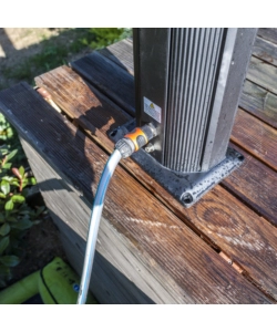 DOCCIA SOLARE PER GIARDINO GRE IN ALLUMINIO CON LAVAPIEDI E SPRAYER 38 L - COD. DSALP38