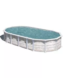 PISCINA FUORI TERRA OVALE GRE "ISLANDA" IN ACCIAIO EFFETTO LEGNO NORDICO 730X375X132 - COD. KITPROV7388N