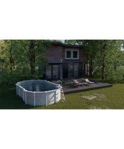PISCINA FUORI TERRA OVALE GRE "ISLANDA" IN ACCIAIO EFFETTO LEGNO NORDICO 610x375x132 - COD. KITPROV6188N