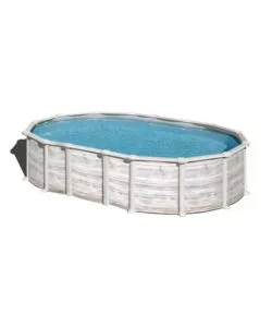 PISCINA FUORI TERRA OVALE GRE "ISLANDA" IN ACCIAIO EFFETTO LEGNO NORDICO 610x375x132 - COD. KITPROV6188N