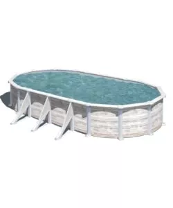 PISCINA FUORI TERRA OVALE GRE "GROENLANDIA" IN ACCIAIO EFFETTO LEGNO NORDICO 730X375X132 - COD. KITPROV738N