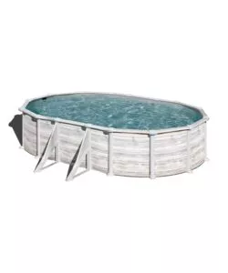 PISCINA FUORI TERRA OVALE GRE "GROENLANDIA" IN ACCIAIO EFFETTO LEGNO NORDICO 500X300X132 - COD. KITPROV508N