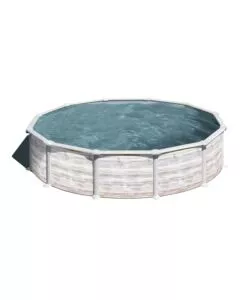 PISCINA FUORI TERRA ROTONDA GRE "GROENLANDIA" IN ACCIAIO EFFETTO LEGNO NORDICO 550x550x132 - COD. KITPR558N