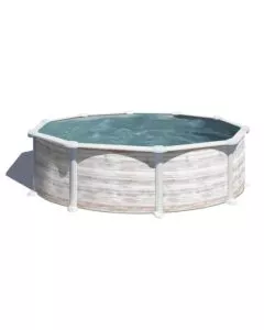 PISCINA FUORI TERRA ROTONDA GRE "GROENLANDIA" IN ACCIAIO EFFETTO LEGNO NORDICO 460x460x132 - COD. KITPR458N