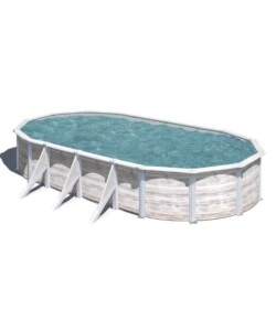 PISCINA FUORI TERRA OVALE GRE "FINLANDIA" IN ACCIAIO EFFETTO LEGNO NORDICO 730X375X120 - COD. KIT730N