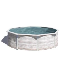 PISCINA FUORI TERRA ROTONDA GRE "FINLANDIA" IN ACCIAIO EFFETTO LEGNO NORDICO 460X460X120 - COD. KIT460N