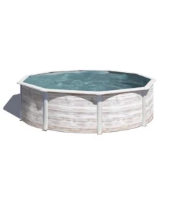 PISCINA FUORI TERRA ROTONDA GRE "FINLANDIA" IN ACCIAIO EFFETTO LEGNO NORDICO 300X300X120 - COD. KIT300N