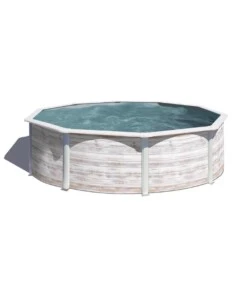 PISCINA FUORI TERRA ROTONDA GRE "FINLANDIA" IN ACCIAIO EFFETTO LEGNO NORDICO 240X240X120 - COD. KIT460N