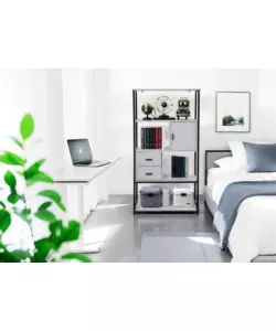LIBRERIA CON CASSETTI BELLAHOME "INDUSTRIAL" GRIGIO 80X30X160 CM