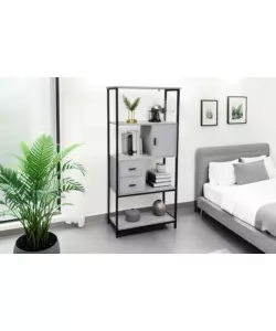 LIBRERIA CON CASSETTI BELLAHOME "INDUSTRIAL" GRIGIO 80X30X160 CM