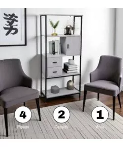 LIBRERIA CON CASSETTI BELLAHOME "INDUSTRIAL" GRIGIO 80X30X160 CM