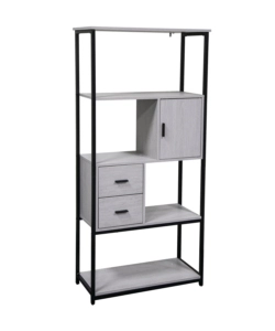 LIBRERIA CON CASSETTI BELLAHOME "INDUSTRIAL" GRIGIO 80X30X160 CM