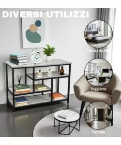 SCAFFALE MULTIUSO BELLAHOME "INDUSTRIAL" GRIGIO 100X30X65 CM