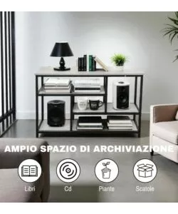 SCAFFALE MULTIUSO BELLAHOME "INDUSTRIAL" GRIGIO 100X30X65 CM