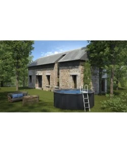 PISCINA FUORI TERRA ROTONDA GRE "KEA" IN ACCIAIO COLORE GRAFITE 300X300X120 - COD. KIT300GF